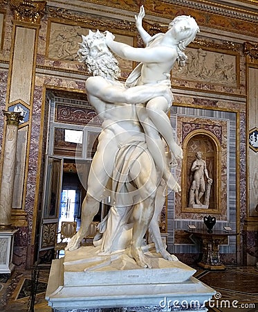 La VeritÃ  Truth, unfinished sculpture, white marble. Villa Borghese. Rome. Editorial Stock Photo